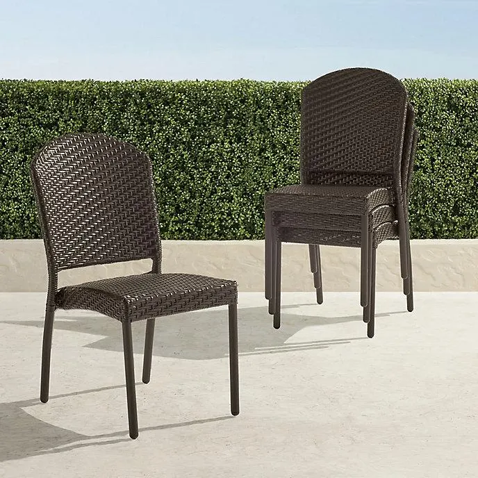 Café Stacking Side Chairs in Wicker, Set of Four