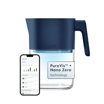 LARQ Pitcher PureVis 1.9L/ 8-Cup | Self-Cleaning UV Water Filter Pitcher for Tap and Drinking Water | Removes Chlorine, PFAS, PFOS, and More | Plant-Based Carbon Filter, 1-Year Warranty
