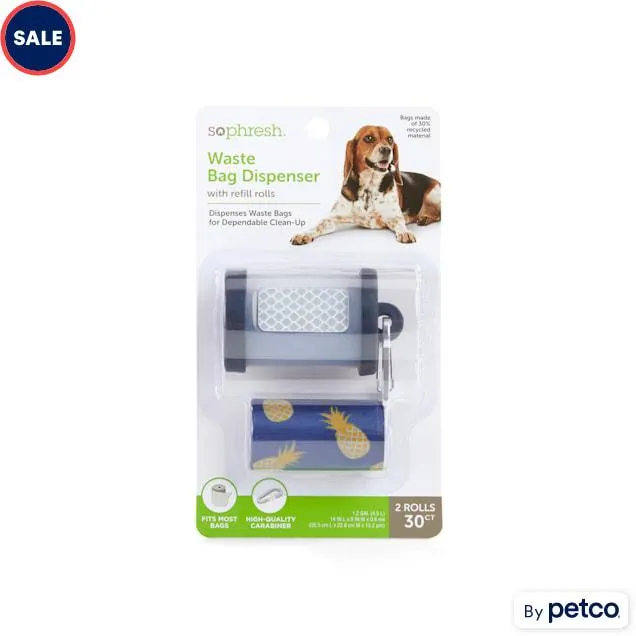 So Phresh Navy and Clear Dog Waste Bag Dispenser with Refills, Count of 30