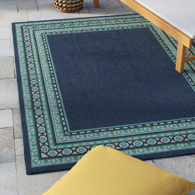 Deltana Teal/Blue/Green/White Indoor / Outdoor Area Rug