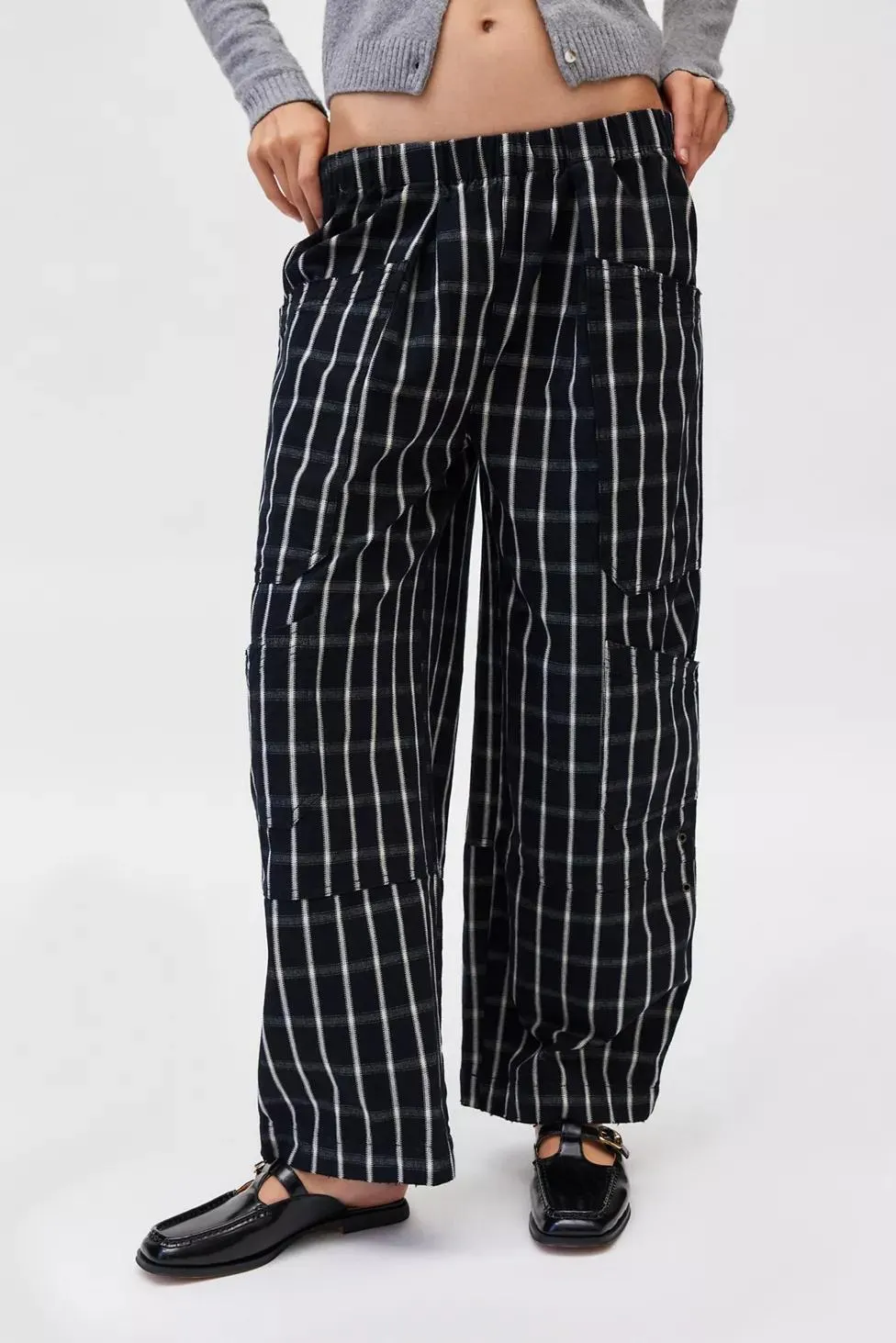 BDG Charlie Gingham Low-Rise Wide-Leg Pant