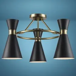 Patriot Lighting® Conrado Black and Gold 3-Light Semi-Flush Mount Ceiling Light