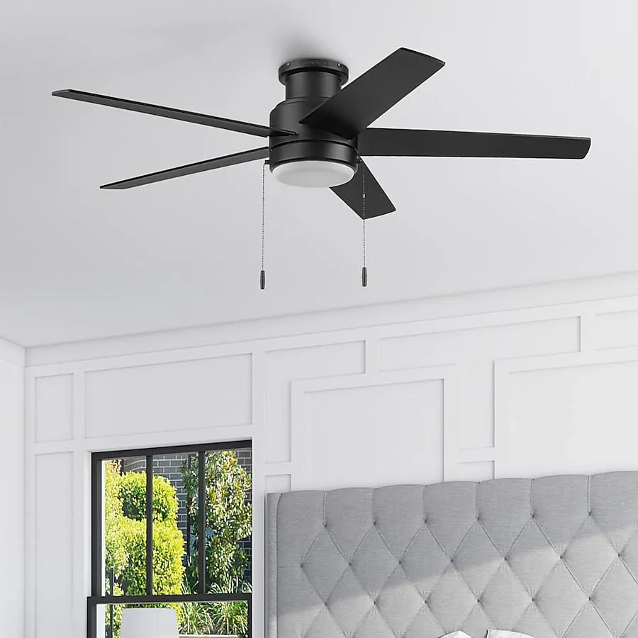 Harbor Breeze Fairbanks Easy2Hang 52-in Color-Changing Integrated LED Outdoor Flush Mount Matte Black with Black/Sable Blades Ceiling Fan With Light ( 5 -Blade )