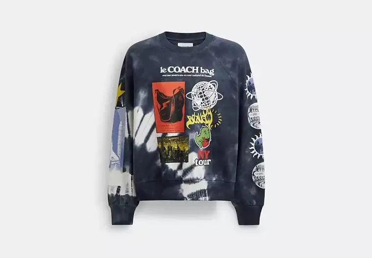 Tie Dye Graphic Crewneck Sweatshirt In Organic Cotton