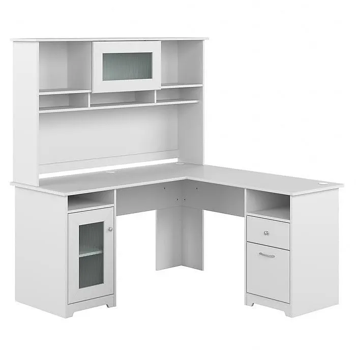 Bush Furniture Cabot 60"W L Shaped Computer Desk with Hutch and Storage,