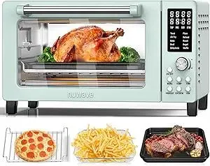 Nuwave Bravo Pro Smart 21QT Toaster Oven Air Fryer Combo, Convection Oven Countertop, 10 functions all in 1, with even & quick crisp technology, 50-450°F, 1800W, Mint Green