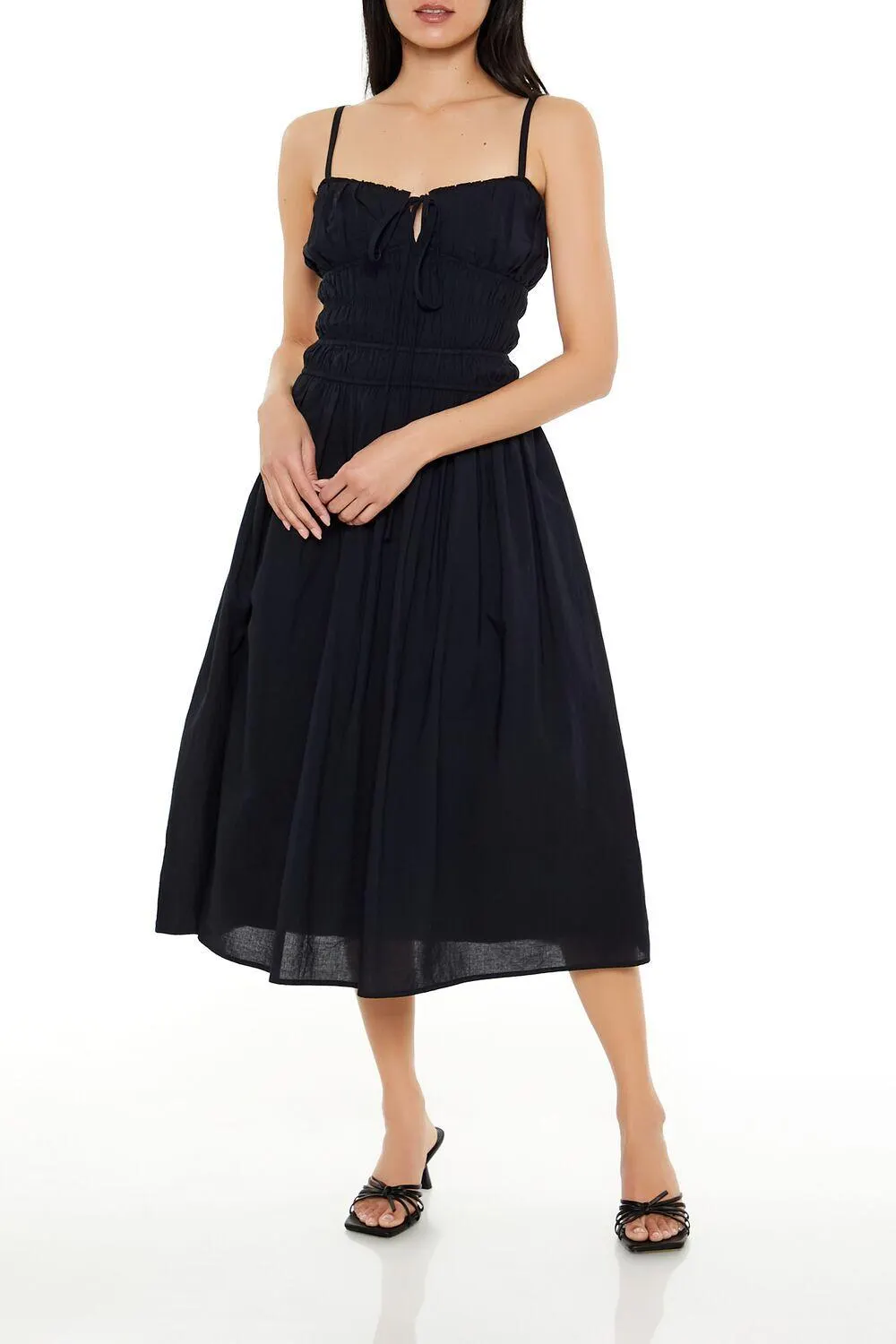 Shirred Sweetheart Midi Dress