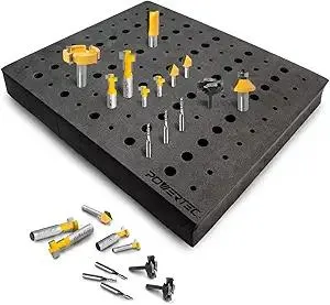 POWERTEC Router Bit Storage Inserts for 110 Bits, 50PCS 1/2" and 60PCS 1/4" Shank Router Bits, Routers Bit Holder, Bits Organizer with High Density Foam, Fits Toolbox, Drawer, Workstation (71046)