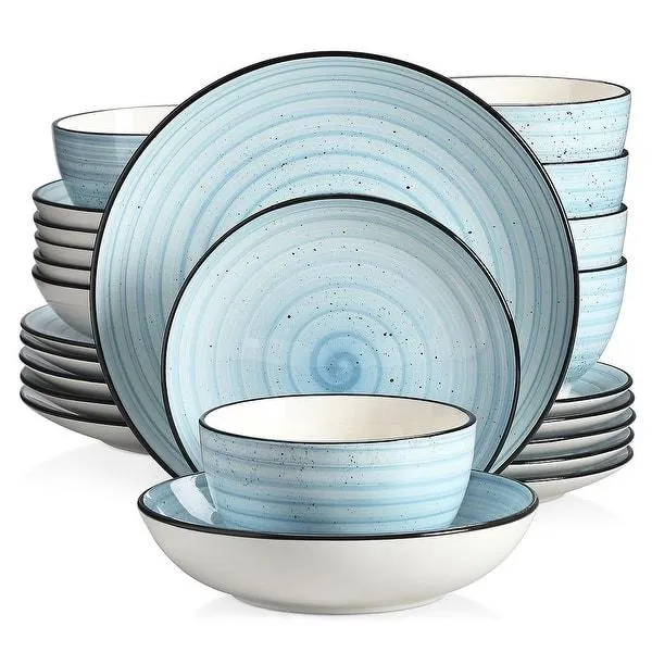 vancasso Bonbon Stoneware Handpainted Spirals Pattern Dinnerware Set