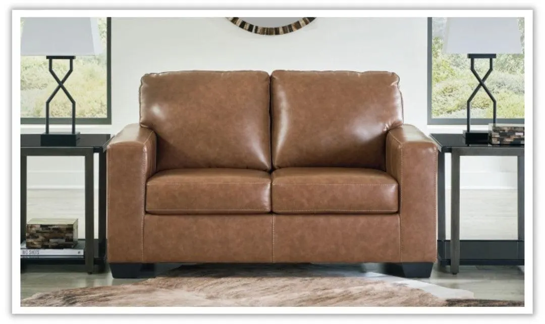 Bolsena 2-Seater Leather Loveseat in Brown