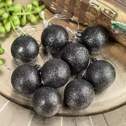 Black Glitter Ball Ornaments (Pack of 9 pieces)