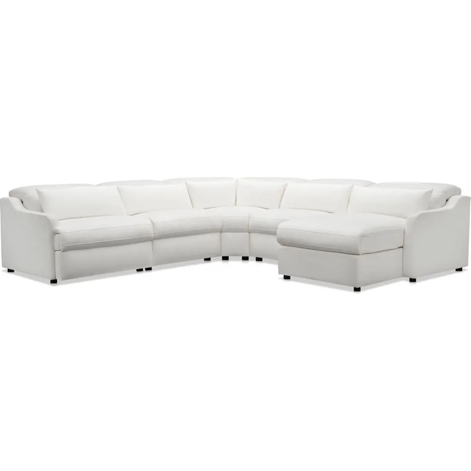 Gentry 5-Piece Dual-Power Reclining Sectional with Right-Facing Adjustable Chaise - Arctic