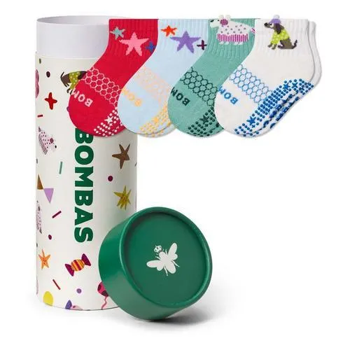Toddler Bombas Holiday Gripper Gift Box 4 Pack Crew Socks