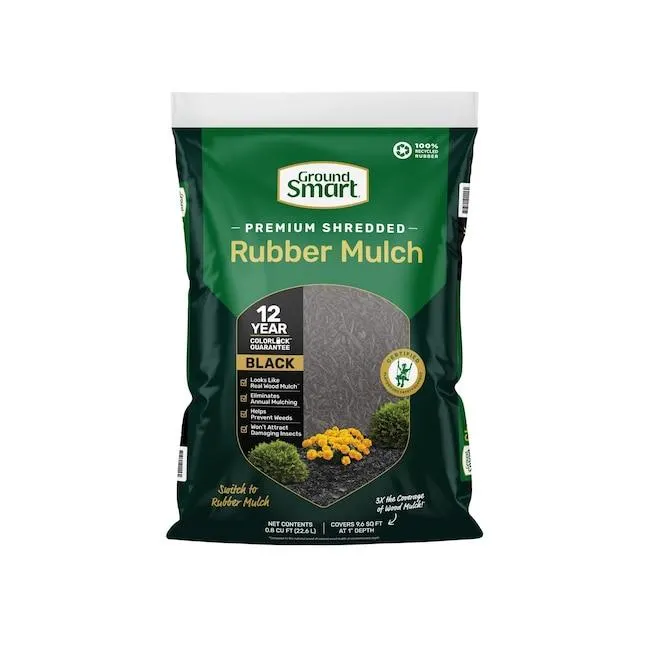 GroundSmart Premium Shredded Rubber Mulch 0.8-cu ft Black Rubber Mulch