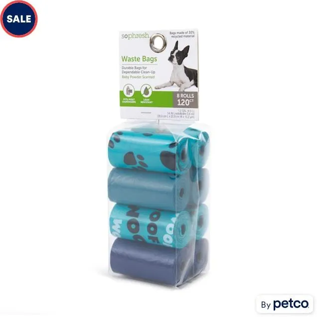 So Phresh Blue Printed Baby Powder-Scented Dog Waste Bags, Count of 120