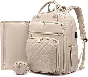 LOVEVOOK Baby Diaper Bag,Waterproof Diaper Backpack with USB Charging Port for Baby, Large Capacity Fit for 15.6 inch Laptop,Nude