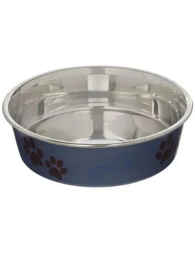 Loving Pets Bella Metallic Pet Bowl for Cats, Blueberry, Medium
