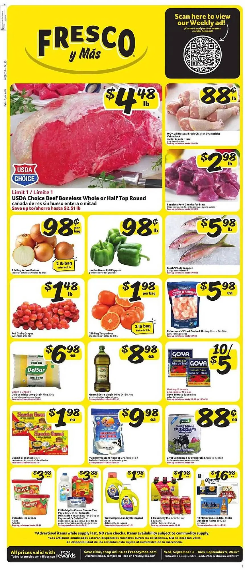 Weekly ad Fresco y Más weekly ad from September 3 to September 10 2025 - Page 1