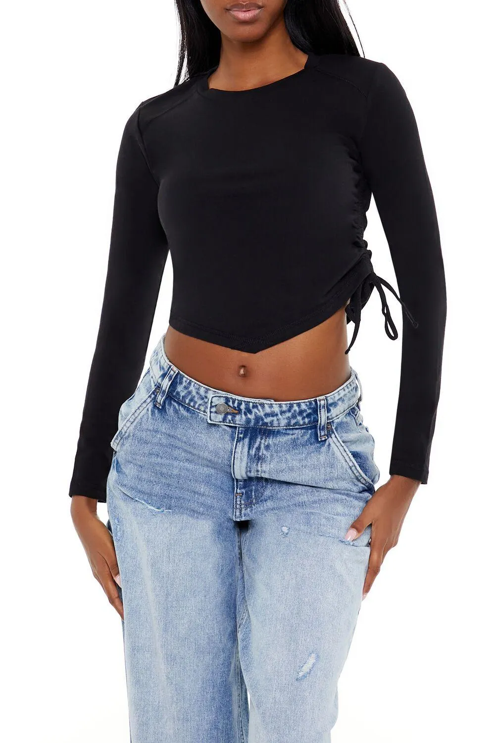 Ruched Drawstring Crop Top