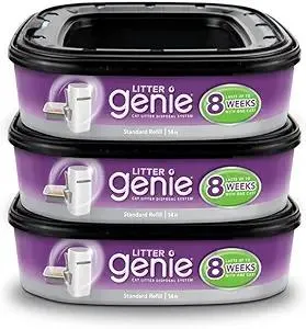 Litter Genie Refill Bags (3-Pack) | Multi-Layers of Odor-Barrier Technology | 1 Square Refill Cartridge Lasts Up to 2 Months Per Cat