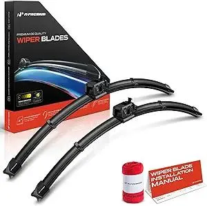 A-Premium Pack of 2 Windshield Wiper Blades with Wear Indicator & Towel - Compatible with Mercedes-Benz E250, E350, E63 AMG, E53 AMG, E450, E43 AMG, E400, E300, S550-24" and 22", MB Connector