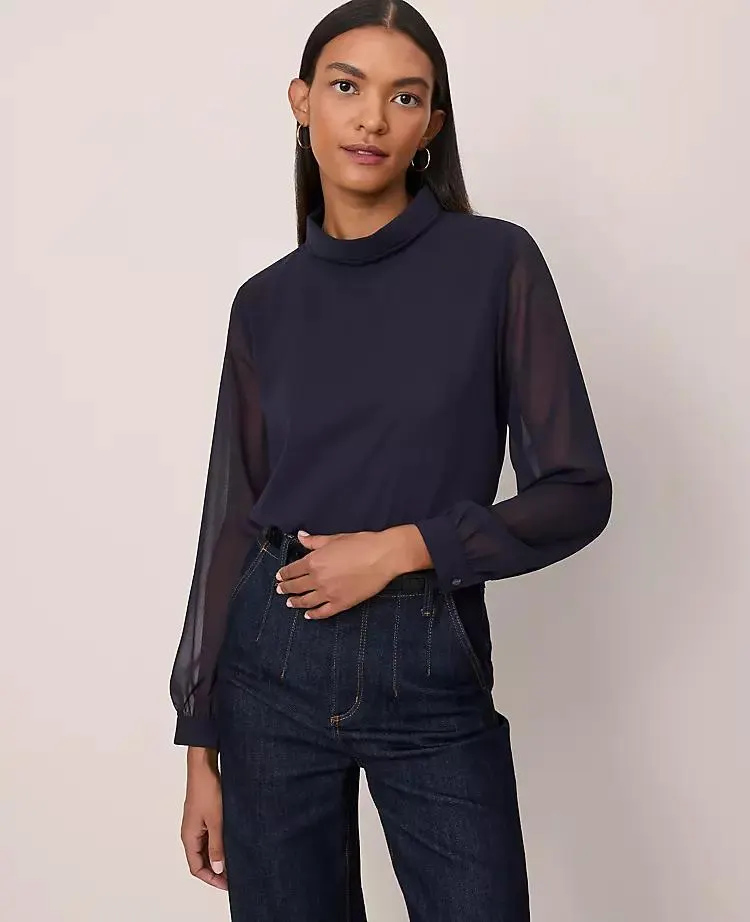 Mock Neck Blouse