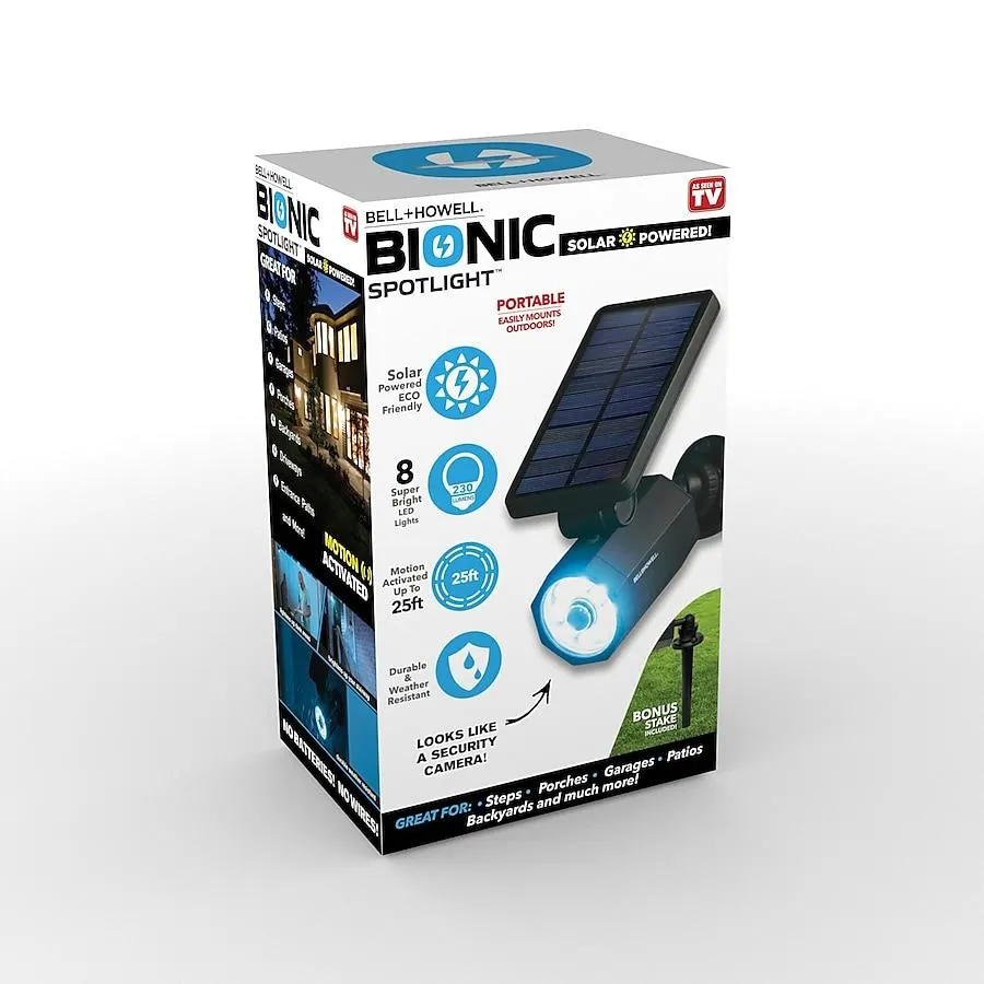 BELL + HOWELL Bionic spotlight 250 -Lumens 4 -Watt Black Low voltage Solar LED Spot light Motion Sensor