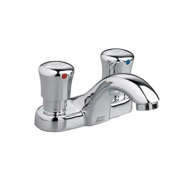 Metering Single Hole 2-Handle Low-Arc Bathroom Faucet in Polished Chrome