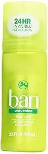 Ban Roll-On Antiperspirant Deodorant, Unscented, 3.5 oz