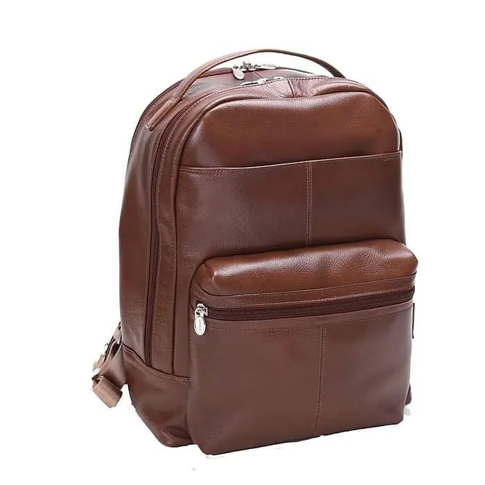 Mcklein Leather Dual Compartment Laptop Backpack,