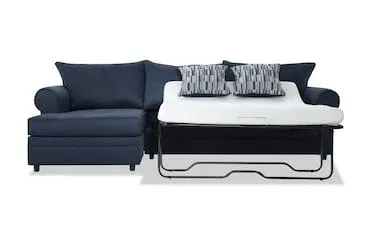 Nova Navy 2 Piece Left Arm Facing Bob-O-Pedic Gel Full Sleeper Sectional