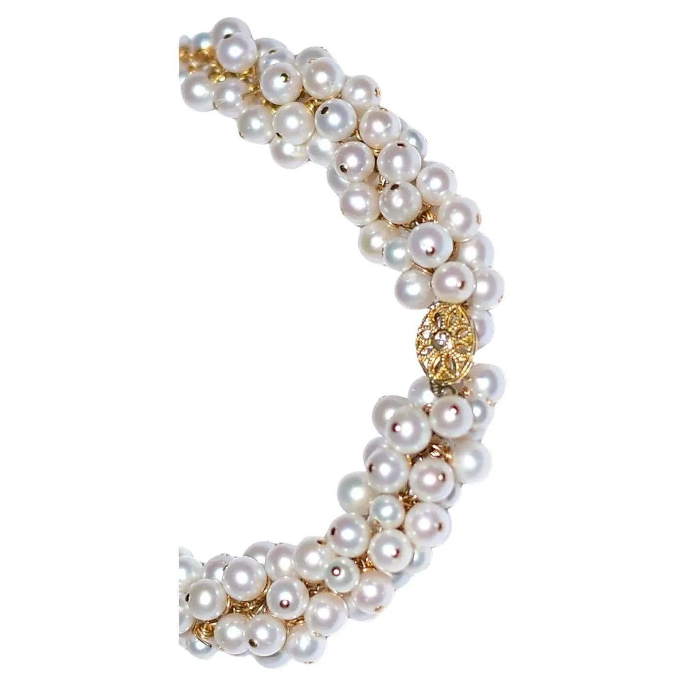 Freshwater Pearl Bracelet with 14K Solid Yellow Clasp with Diamond Accent