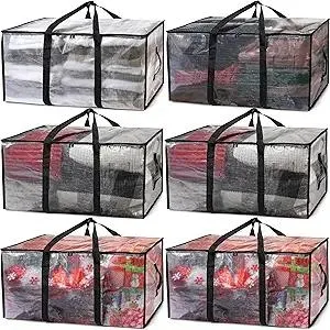 ClearSpace Oversized Moving Bags or Storage Bag – Large Moving Boxes with Backpack Straps, Zippers & Handles – Heavy-Duty Packing Bags for Moving, College Dorm, Christmas Decorations, 6 Pack