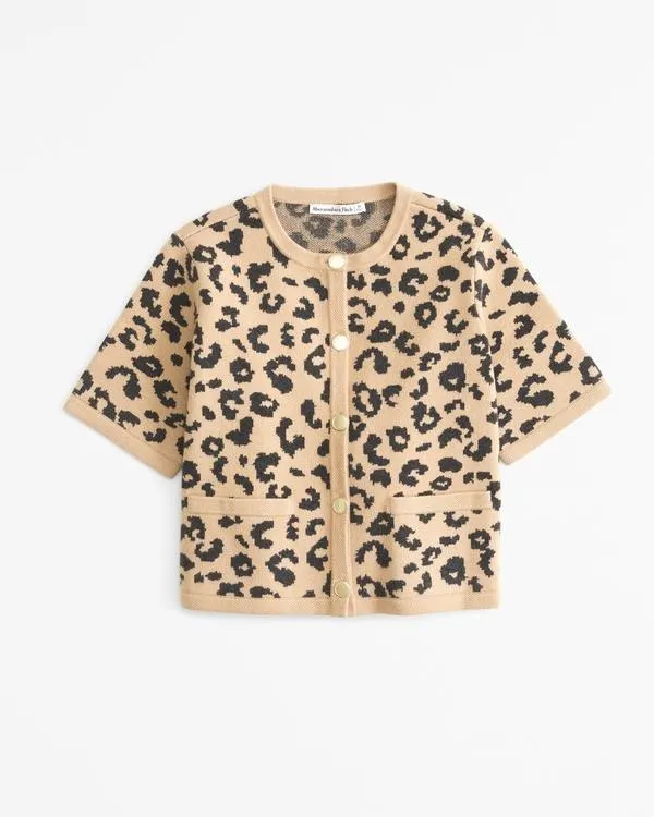 Leopard LuxeLoft Short-Sleeve Cardigan
