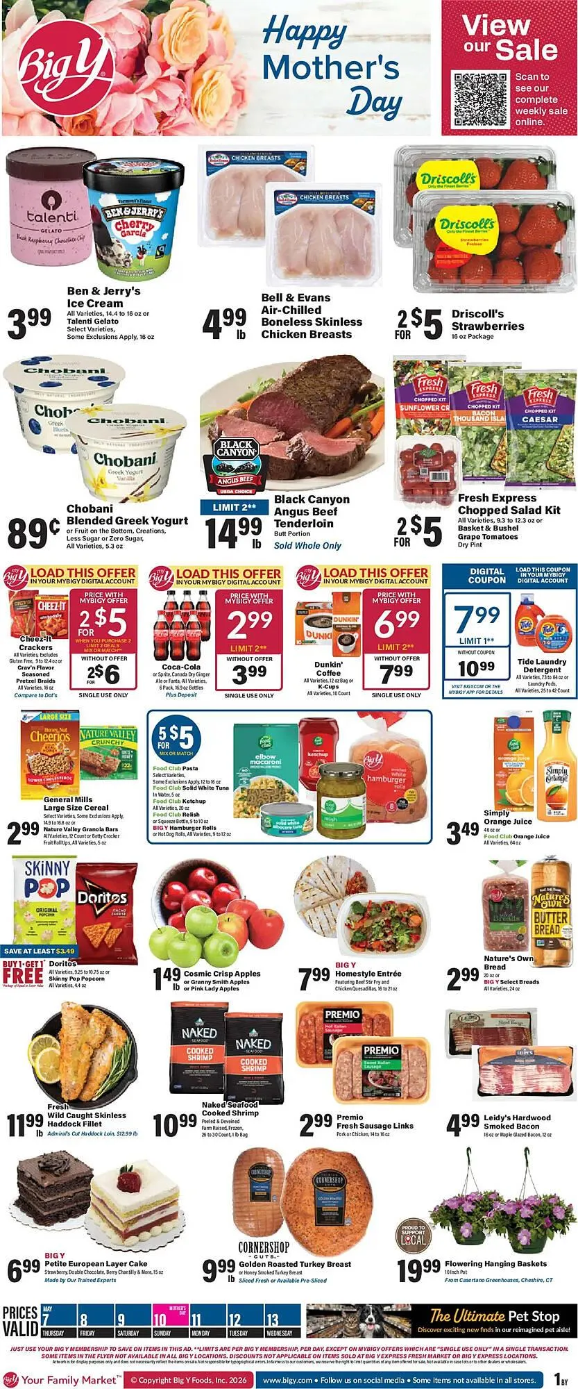 Weekly promotion Big Y flyer spanning from May 7 to May 14 2026 - Page 1 for Catalogue 365