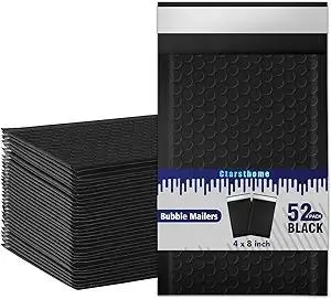 52 Pack Bubble Mailers 4x8inch Padded Envelopes Thin Mailing Envelopes Waterproof Bubble Opaque Padded Mailers Self Seal Adhesive Shipping Bags for Mailing Jewelry Makeup Small Business