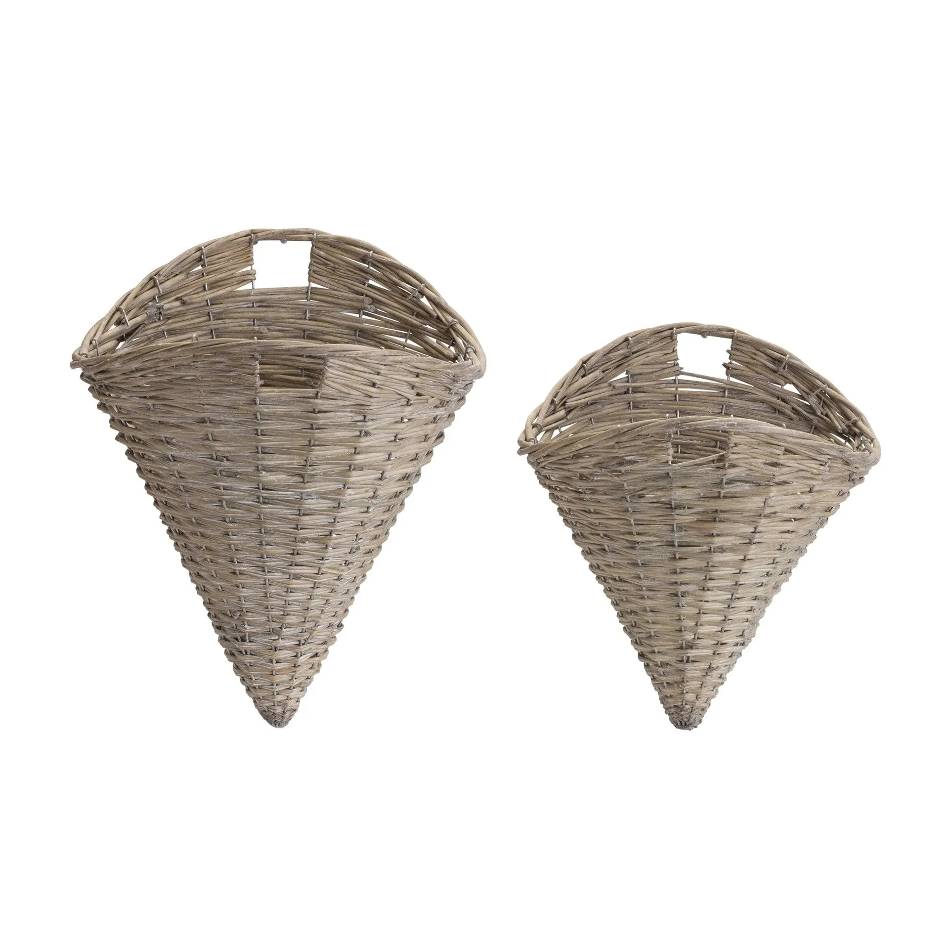 Grey Woven Willow Wall Basket, Set of 2