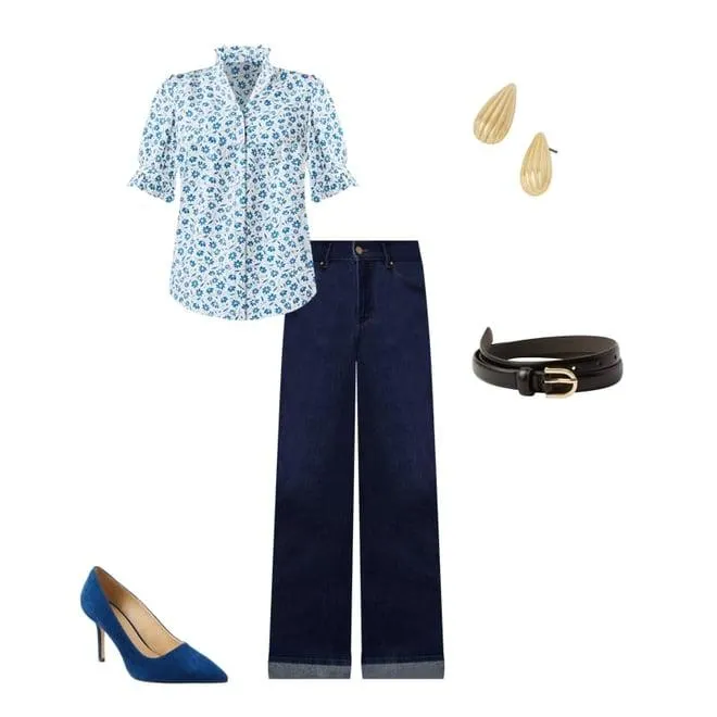 Floral Ruffle Collar Shirt