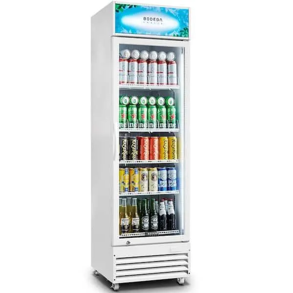 22.7in 12.5 cu. ft. 420 Cans Commercial Upright Display Refrigerator Glass Door Beverage Cooler in White