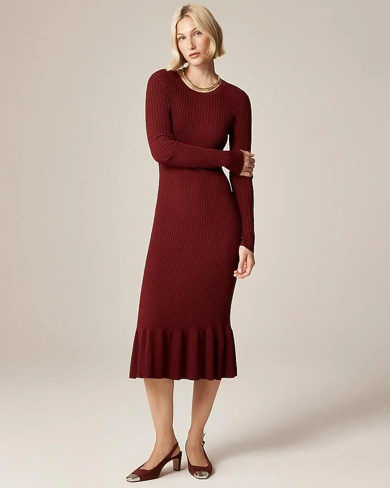 Super-stretch ruffle sweater-dress