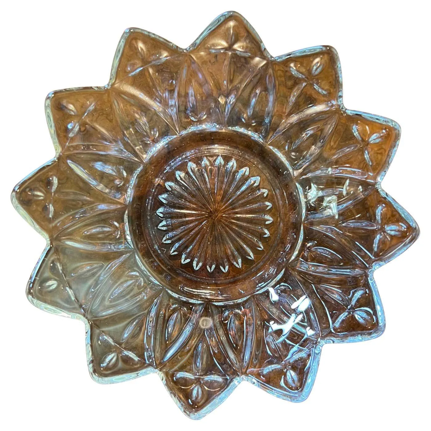 Vintage Federal Pressed Petal Glass Dish