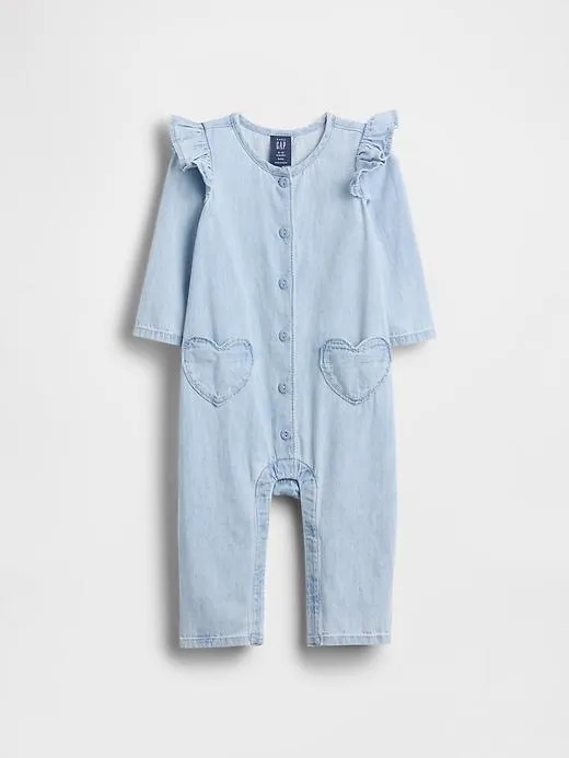 Baby Denim Heart Pocket One-Piece