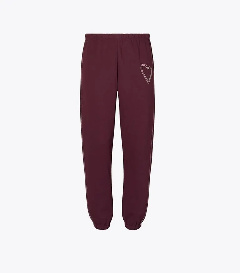 PICK STITCH HEART FRENCH TERRY SWEATPANT