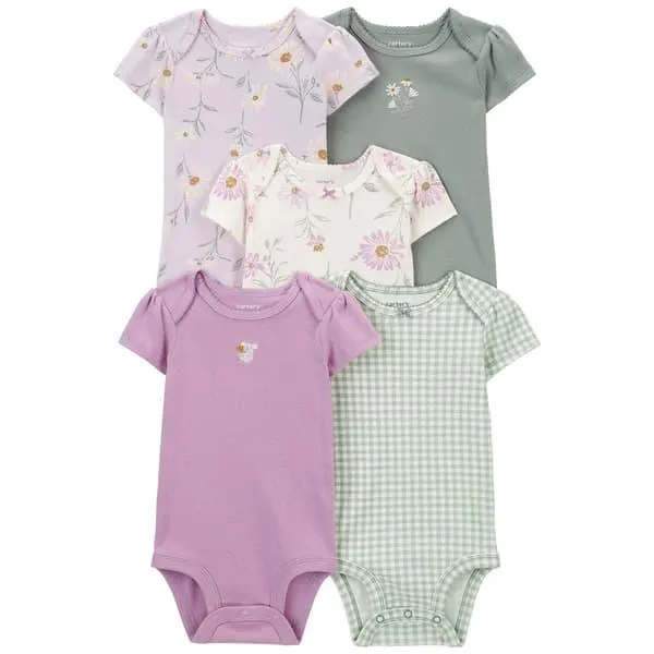 Baby Girl (NB-24M) Carter’s® 5pk. Floral Short Sleeve Bodysuits