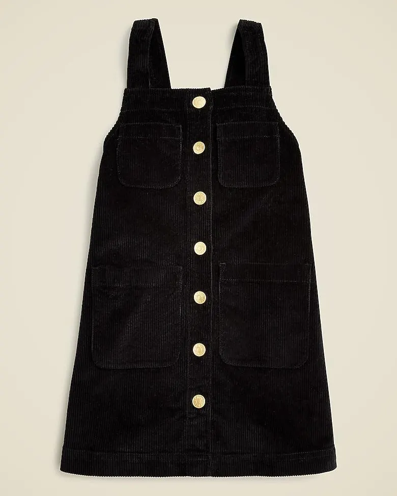 Girls' button-front dress in wide-wale corduroy