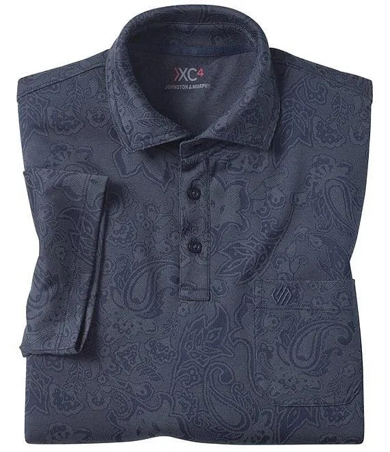 Paisley Knit Jacquard Short Sleeve Polo Shirt