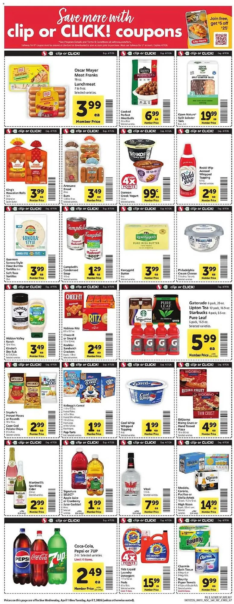 Weekly promotion Safeway weekly ad spanning from April 1 to April 8 2026 - Page 5 for Catalogue 365