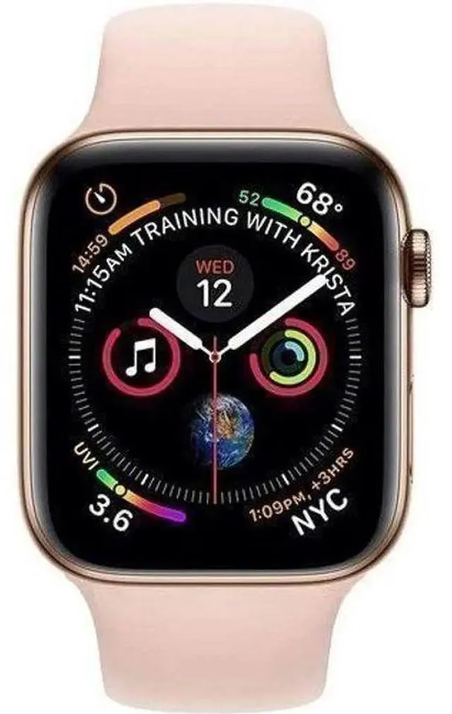 Apple Watch Series 4 - 16GB - Cellular + GPS - 44mm - Gold - Stainless Steel - Pink Sand - Sport Band - Rubber - Excellent (Grade A)