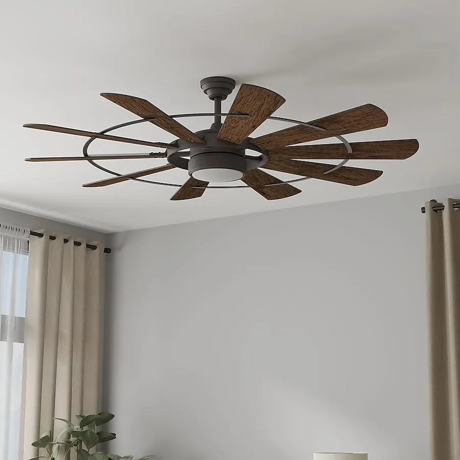 Harbor Breeze Henderson 60-in Integrated LED Bronze with Mahogany Blades Ceiling Fan With Light - Remote Included ( 10 -Blade )