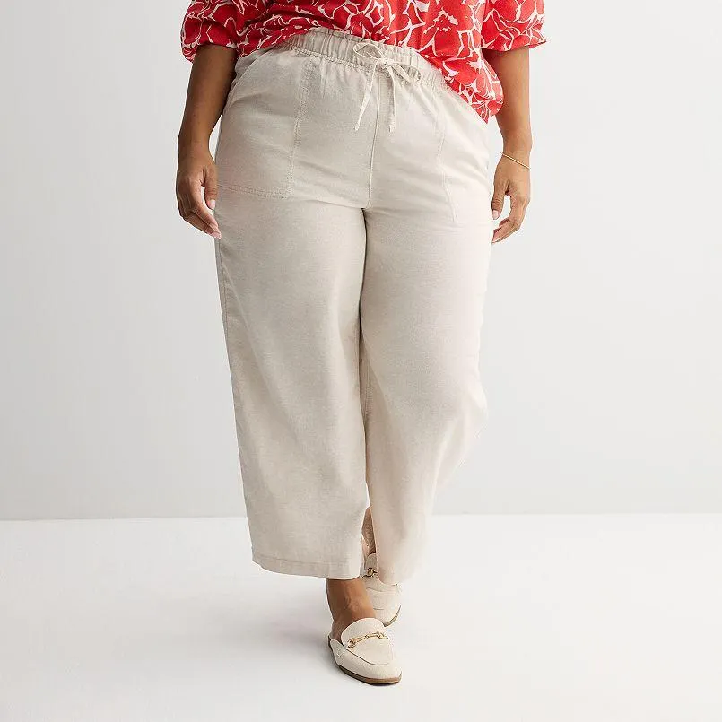 Plus Size Sonoma Goods For Life® Linen Wide Leg Ankle Pants